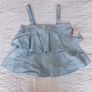 Abound Light Blue Tiered Ruffle Tank Top